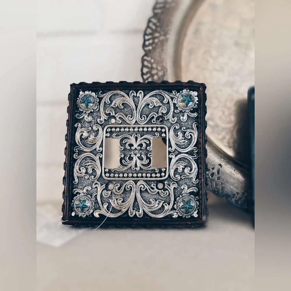 Western Tooled Light Switch Cover Plate Aztec Boho Choice of  A,B or C